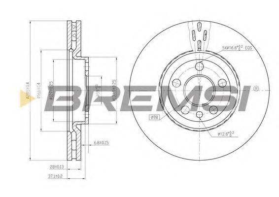 BREMSI DBB165V гальмівний диск