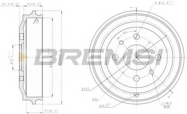 BREMSI DR5044 Гальмівний барабан