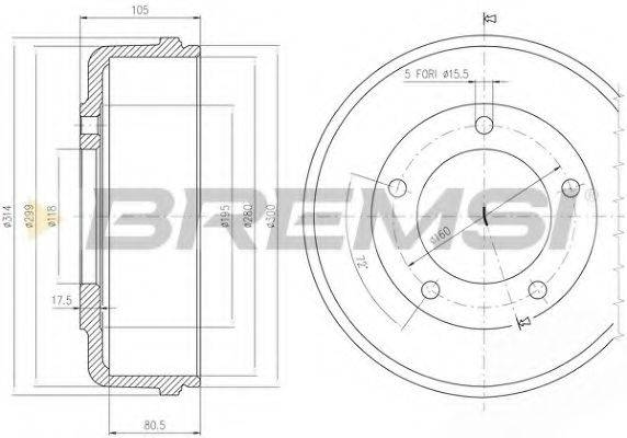 BREMSI DR5646 Гальмівний барабан