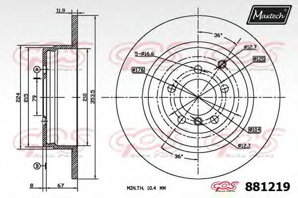 MAXTECH 8812190000 гальмівний диск