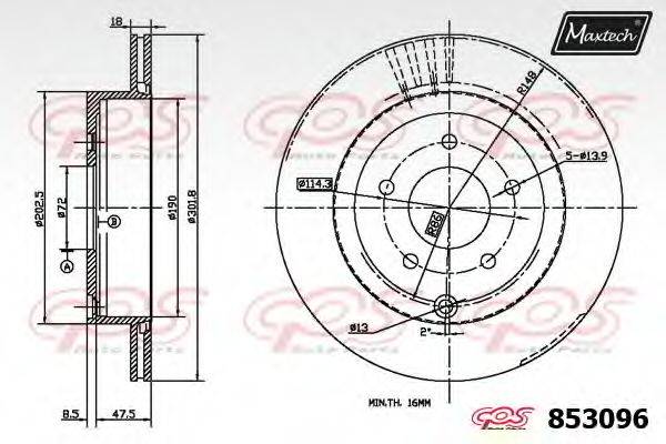 MAXTECH 8530960000 гальмівний диск