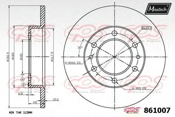 MAXTECH 8610070000 гальмівний диск