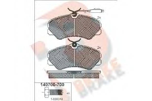 R BRAKE RB0700 Комплект гальмівних колодок, дискове гальмо