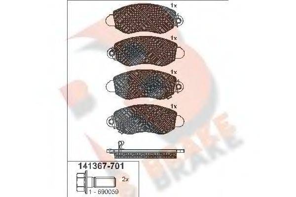 R BRAKE RB1367 Комплект гальмівних колодок, дискове гальмо