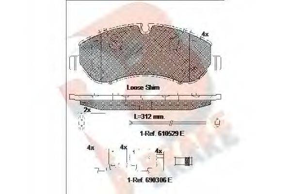 R BRAKE RB2119 Комплект гальмівних колодок, дискове гальмо