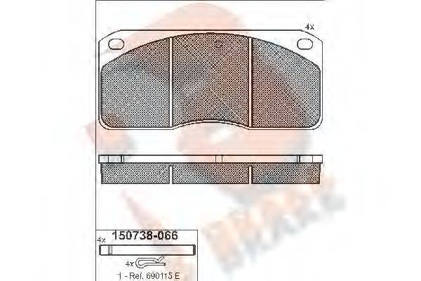 R BRAKE RB0738066 Комплект гальмівних колодок, дискове гальмо