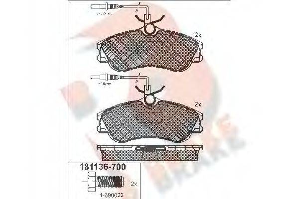 R BRAKE RB1136700 Комплект гальмівних колодок, дискове гальмо