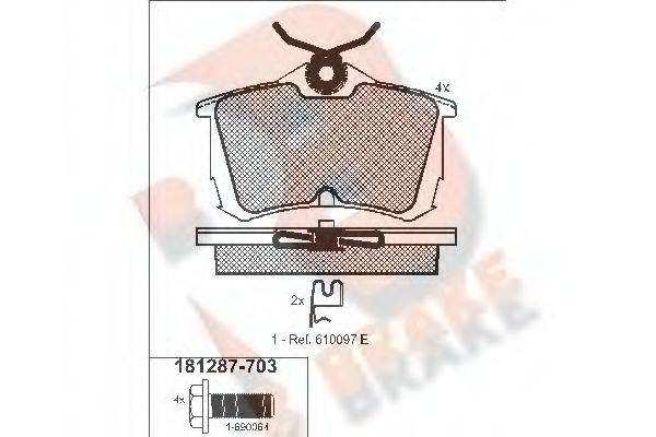 R BRAKE RB1287703 Комплект гальмівних колодок, дискове гальмо