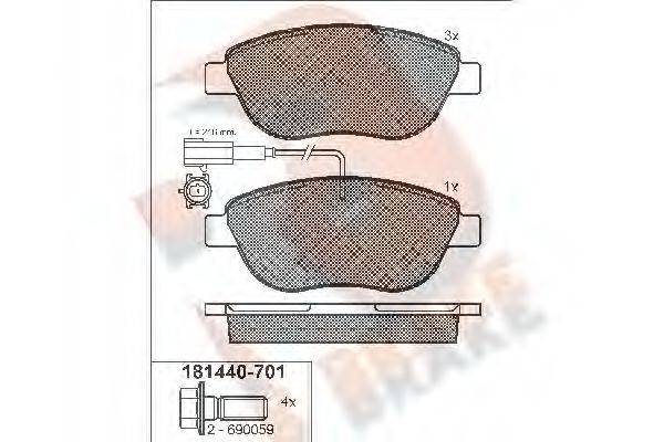 R BRAKE RB1440701 Комплект гальмівних колодок, дискове гальмо