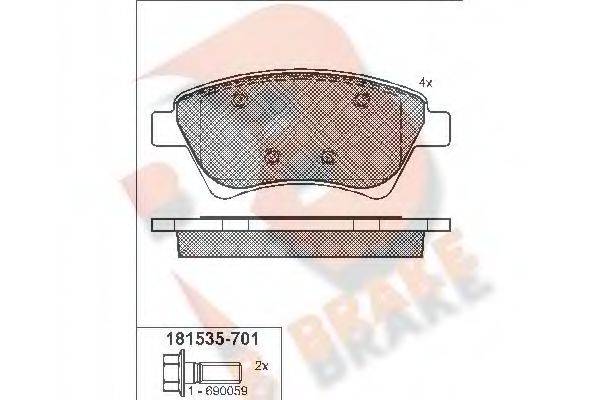 R BRAKE RB1535701 Комплект гальмівних колодок, дискове гальмо