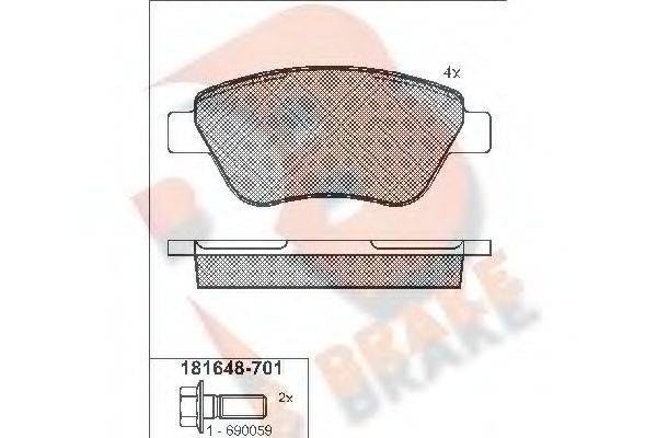 R BRAKE RB1648701 Комплект гальмівних колодок, дискове гальмо