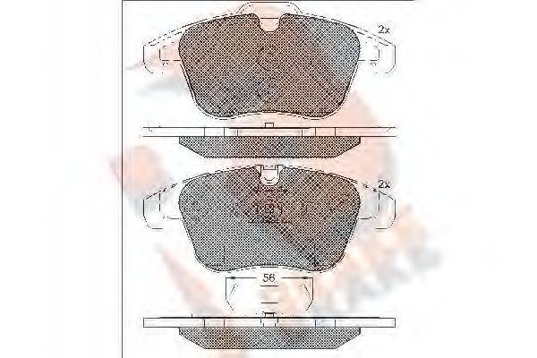 R BRAKE RB1886 Комплект гальмівних колодок, дискове гальмо