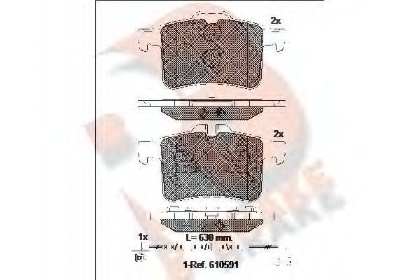 R BRAKE RB1981202 Комплект гальмівних колодок, дискове гальмо