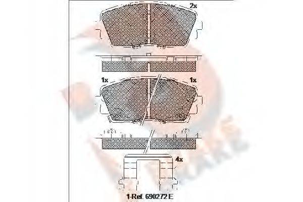 R BRAKE RB2034 Комплект гальмівних колодок, дискове гальмо