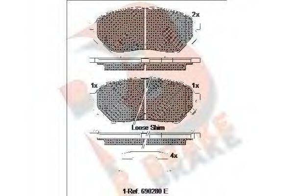 R BRAKE RB2044 Комплект гальмівних колодок, дискове гальмо