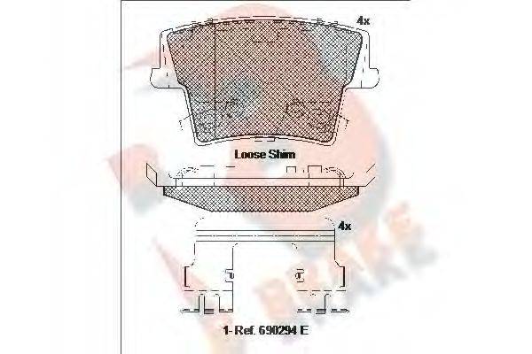 R BRAKE RB2069 Комплект гальмівних колодок, дискове гальмо