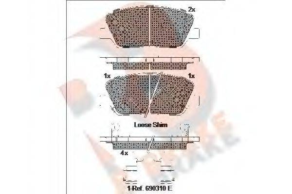 R BRAKE RB2102 Комплект гальмівних колодок, дискове гальмо