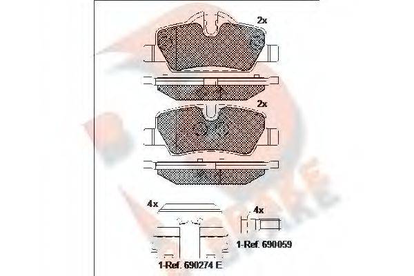 R BRAKE RB2190 Комплект гальмівних колодок, дискове гальмо