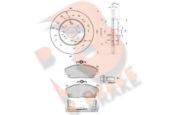 R BRAKE 3R08600830 Комплект гальм, дисковий гальмівний механізм