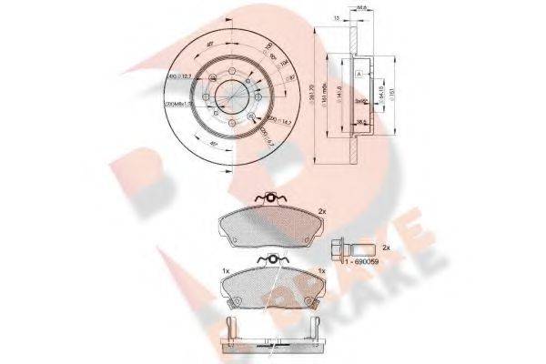 R BRAKE 3R08600841 Комплект гальм, дисковий гальмівний механізм