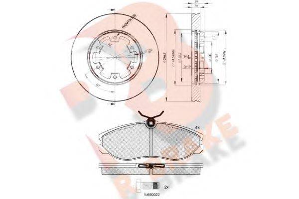 R BRAKE 3R09333101 Комплект гальм, дисковий гальмівний механізм