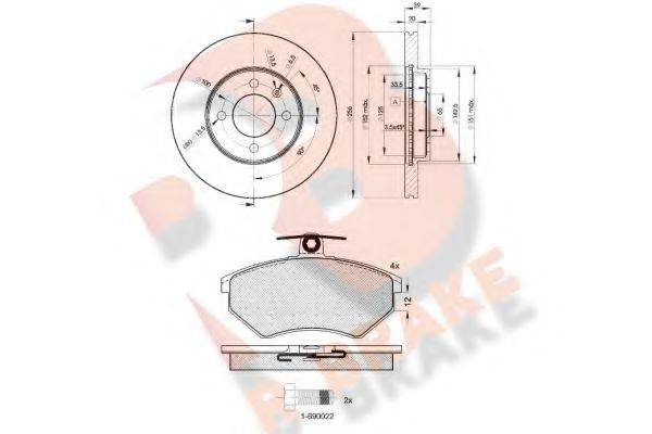 R BRAKE 3R10123790 Комплект гальм, дисковий гальмівний механізм