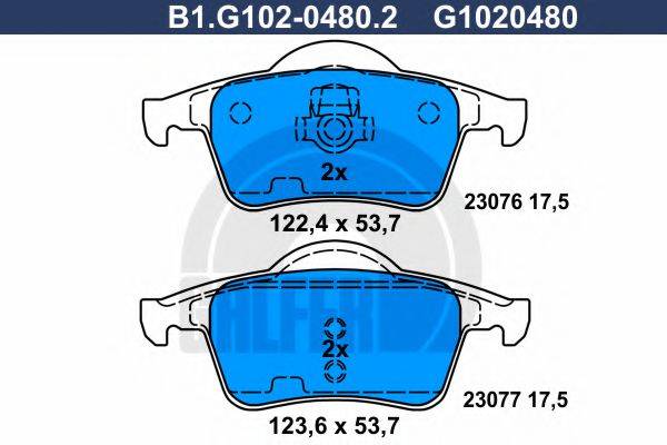 GALFER B1G10204802 Комплект гальмівних колодок, дискове гальмо