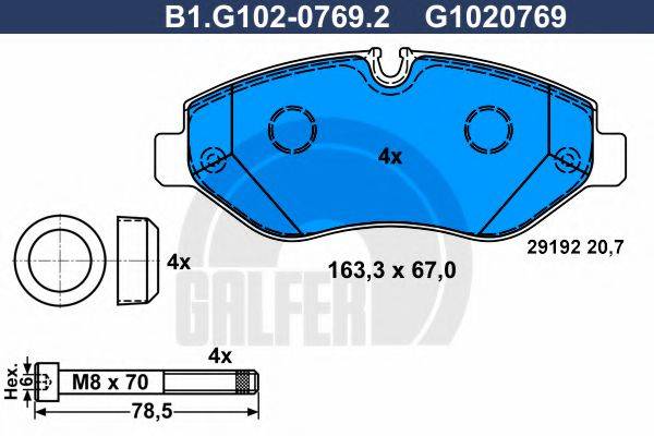 GALFER B1G10207692 Комплект гальмівних колодок, дискове гальмо