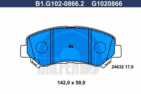 GALFER B1G10208662 Комплект гальмівних колодок, дискове гальмо