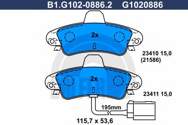 GALFER B1G10208862 Комплект гальмівних колодок, дискове гальмо