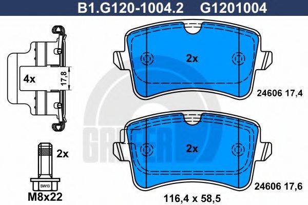 GALFER B1G12010042 Комплект гальмівних колодок, дискове гальмо