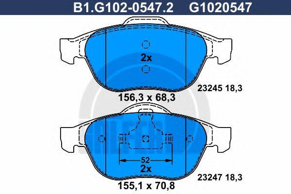 GALFER B1G10205472 Комплект гальмівних колодок, дискове гальмо