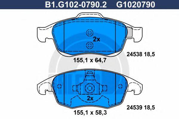 GALFER B1G10207902 Комплект гальмівних колодок, дискове гальмо