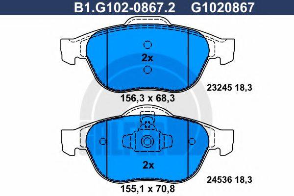 GALFER B1G10208672 Комплект гальмівних колодок, дискове гальмо