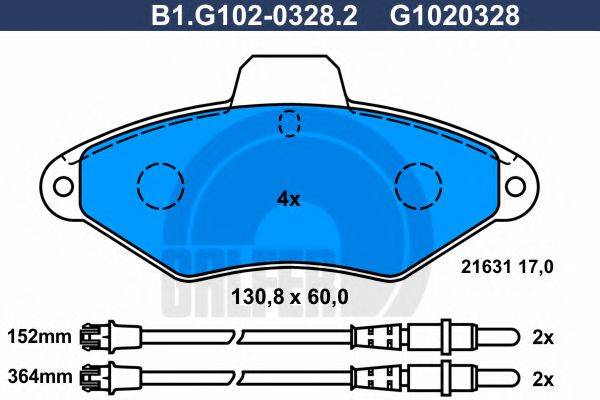 GALFER B1G10203282 Комплект гальмівних колодок, дискове гальмо