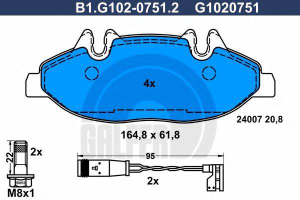 GALFER B1G10207512 Комплект гальмівних колодок, дискове гальмо