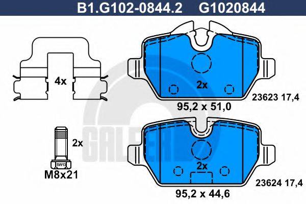 GALFER B1G10208442 Комплект гальмівних колодок, дискове гальмо