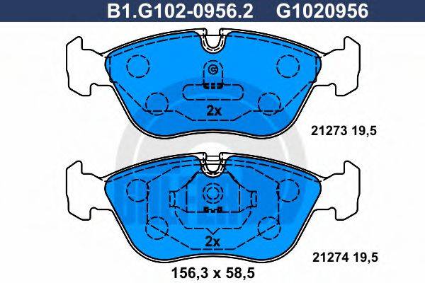 GALFER B1G10209562 Комплект гальмівних колодок, дискове гальмо