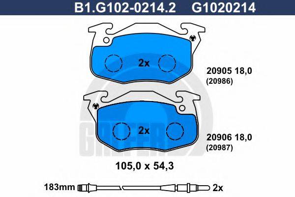 GALFER B1G10202142 Комплект гальмівних колодок, дискове гальмо