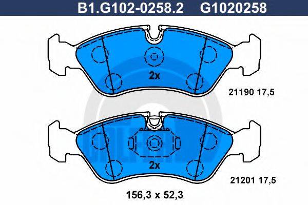 GALFER B1G10202582 Комплект гальмівних колодок, дискове гальмо