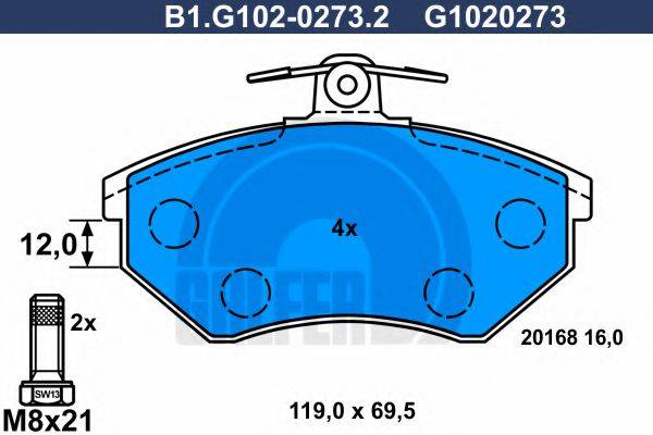 GALFER B1G10202732 Комплект гальмівних колодок, дискове гальмо