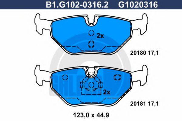 GALFER B1G10203162 Комплект гальмівних колодок, дискове гальмо