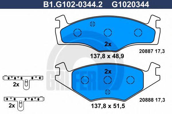 GALFER B1G10203442 Комплект гальмівних колодок, дискове гальмо