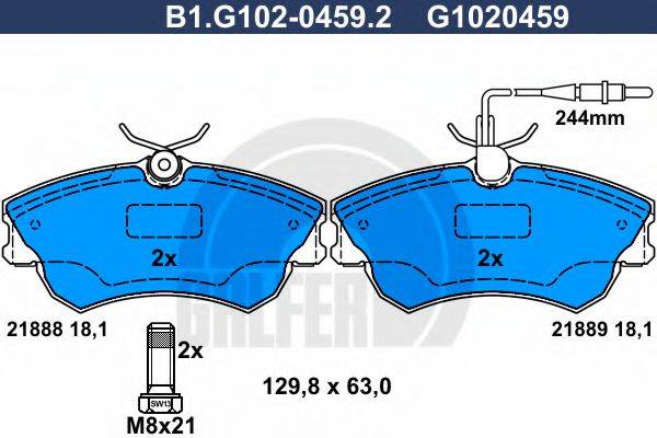 GALFER B1G10204592 Комплект гальмівних колодок, дискове гальмо