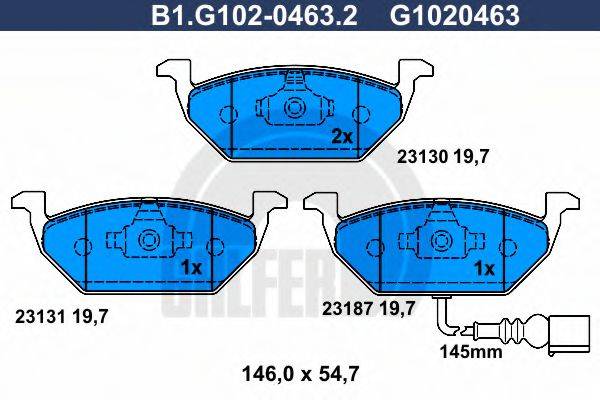 GALFER B1G10204632 Комплект гальмівних колодок, дискове гальмо