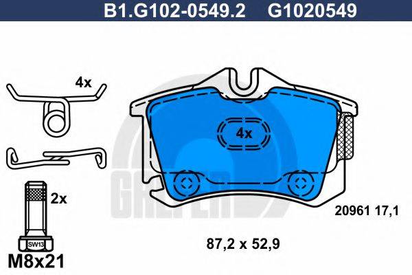 GALFER B1G10205492 Комплект гальмівних колодок, дискове гальмо