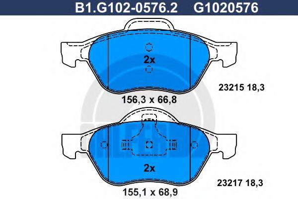 GALFER B1G10205762 Комплект гальмівних колодок, дискове гальмо