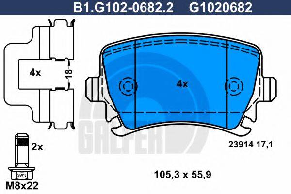 GALFER B1G10206822 Комплект гальмівних колодок, дискове гальмо