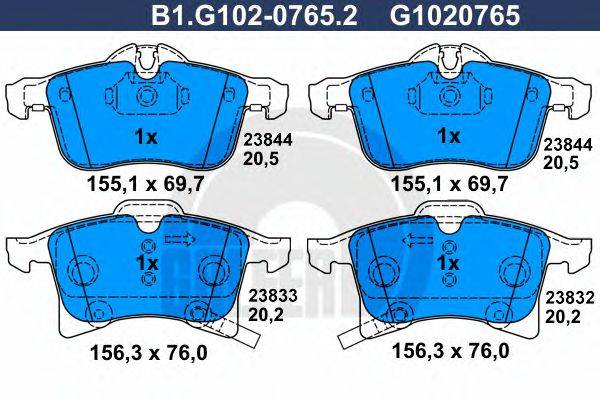 GALFER B1G10207652 Комплект гальмівних колодок, дискове гальмо