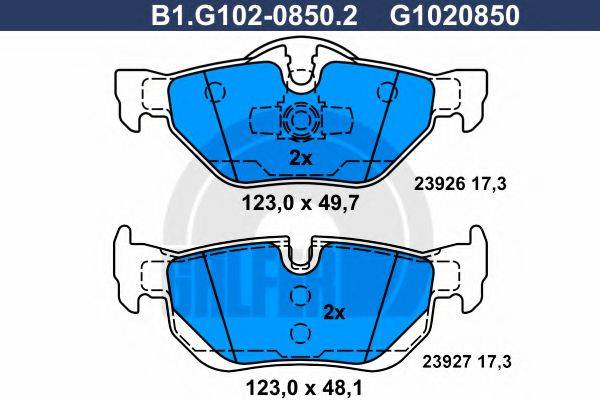 GALFER B1G10208502 Комплект гальмівних колодок, дискове гальмо